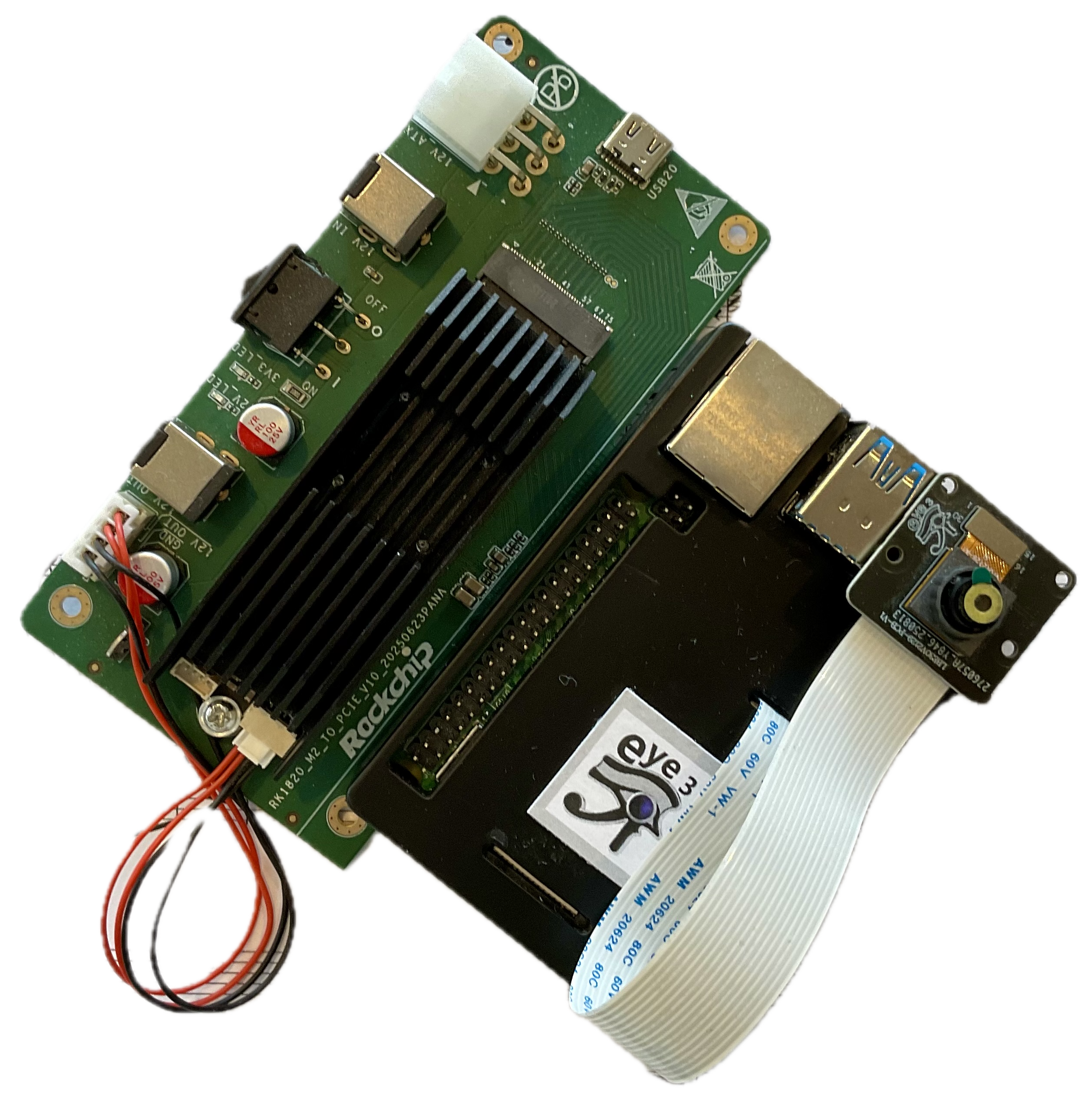 Modular vision stack: Pi base + RK1820 AI module + camera